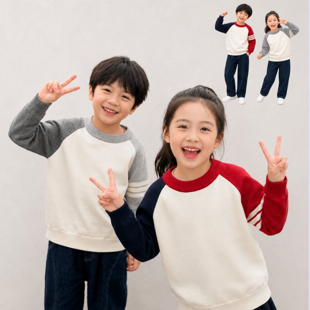 Outwear Sweater anak CSW544 Rajut Long Sleeve Atasan Lengan Panjang Anak Laki-laki & Perempuan Baju 