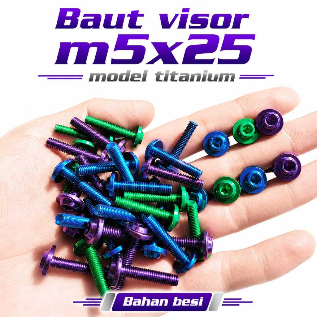 BARUU BAUT VISOR MODEL POLOS M5x25 WARNA TITANIUM NMAX LEXI