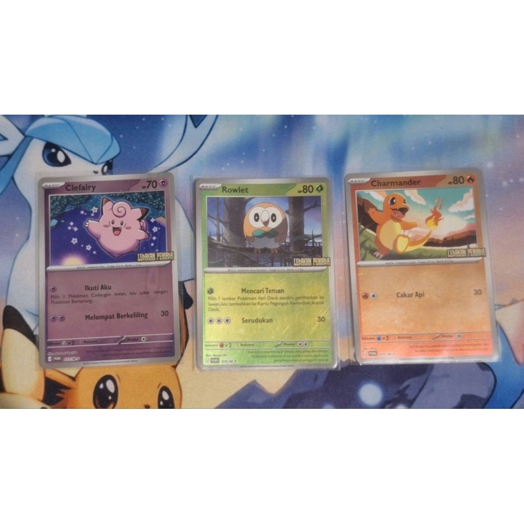 Promo set spesial indomaret ledakan peniada/promo charmander/promo rowlet/promo clefairy
