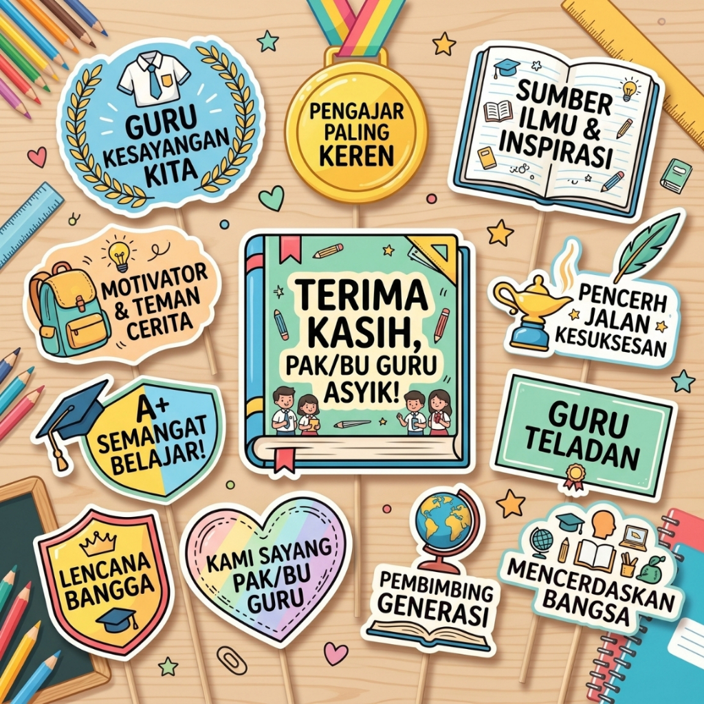 [ SEHARI SIAP ] Props Photobooth HARI GURU TEACHER DAYS / Perlengkapan Foto / Dekorasi Foto