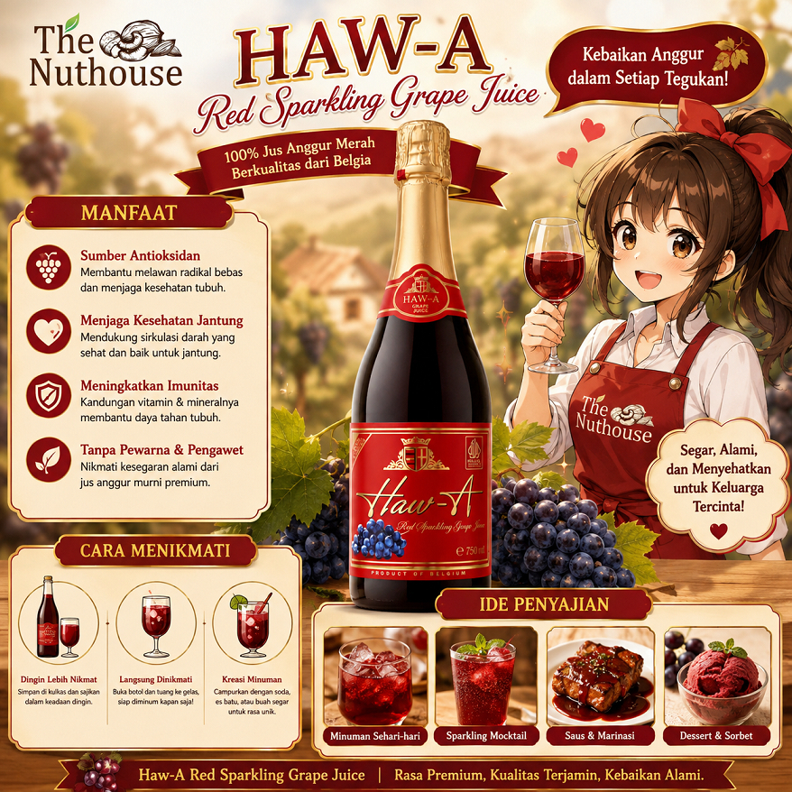 Haw A red sparkling grape juice / Haw A sparkling juice non-alkohol 750ml