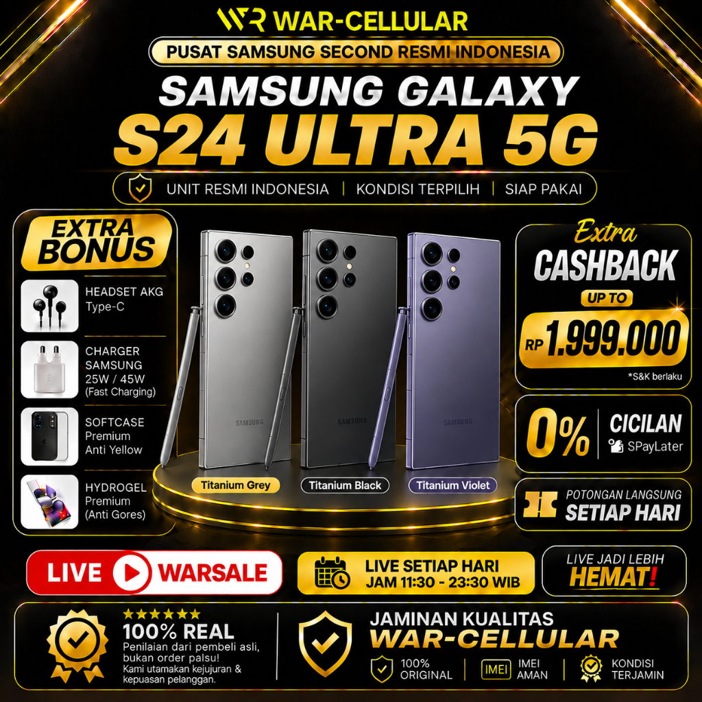 SEIN | SAMSUNG GALAXY S24 ULTRA 5G 12/1TB 12/512GB 12/256GB SECOND RESMI INDONESIA | BUKAN HP INTER