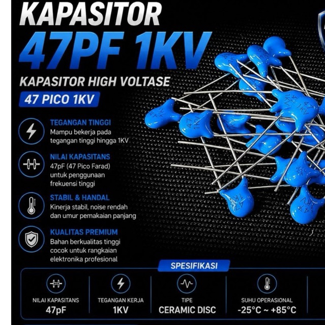 Kapasitor 47pf 1KV kapasitor high voltase 47pico 1kv