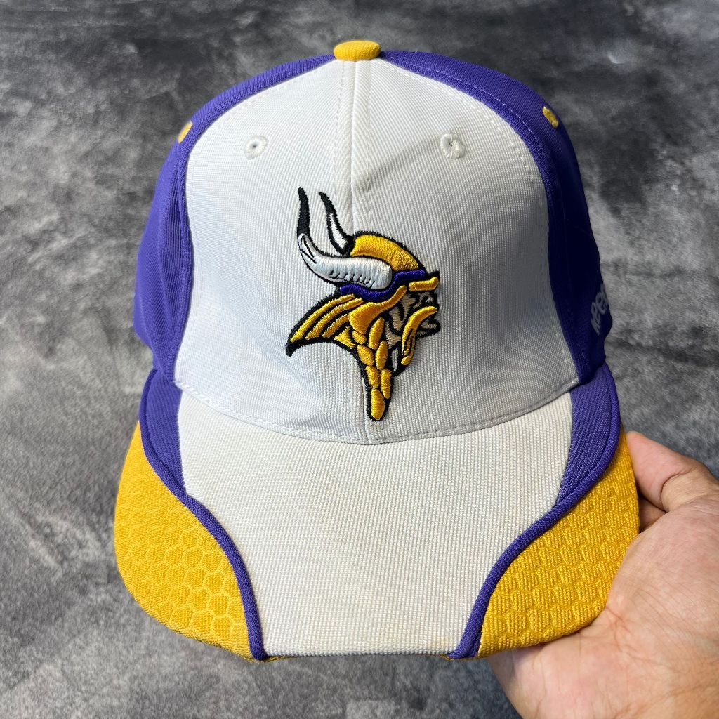Topi Reebok NFL Minnesota Vikings Putih Ungu Original Baseball Basket Hockey Football Olahraga