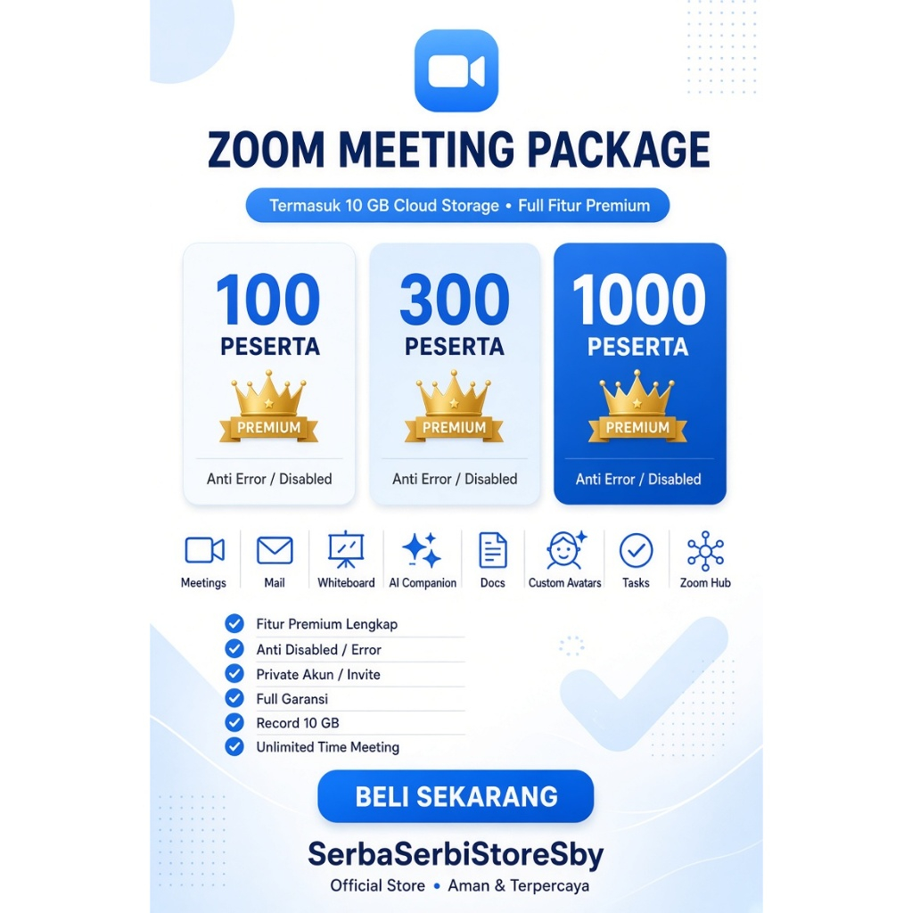 zoom meeting anti disabled zoom 100 300 1000 participant murah bulanan bergaransi penuh amanah