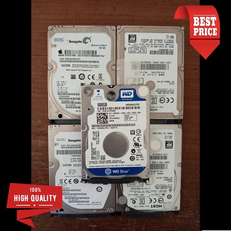 Harddisk Laptop 500 Gigabyte (Sentinel 100%), berbagai merk.