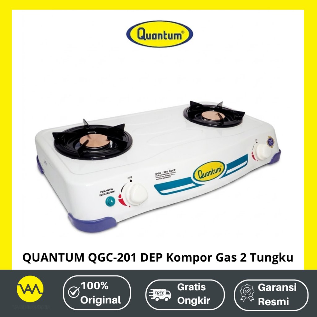 QUANTUM QGC-201 DEP Tanpa Timer Kompor Gas 2 Tungku Pematik Elektrik