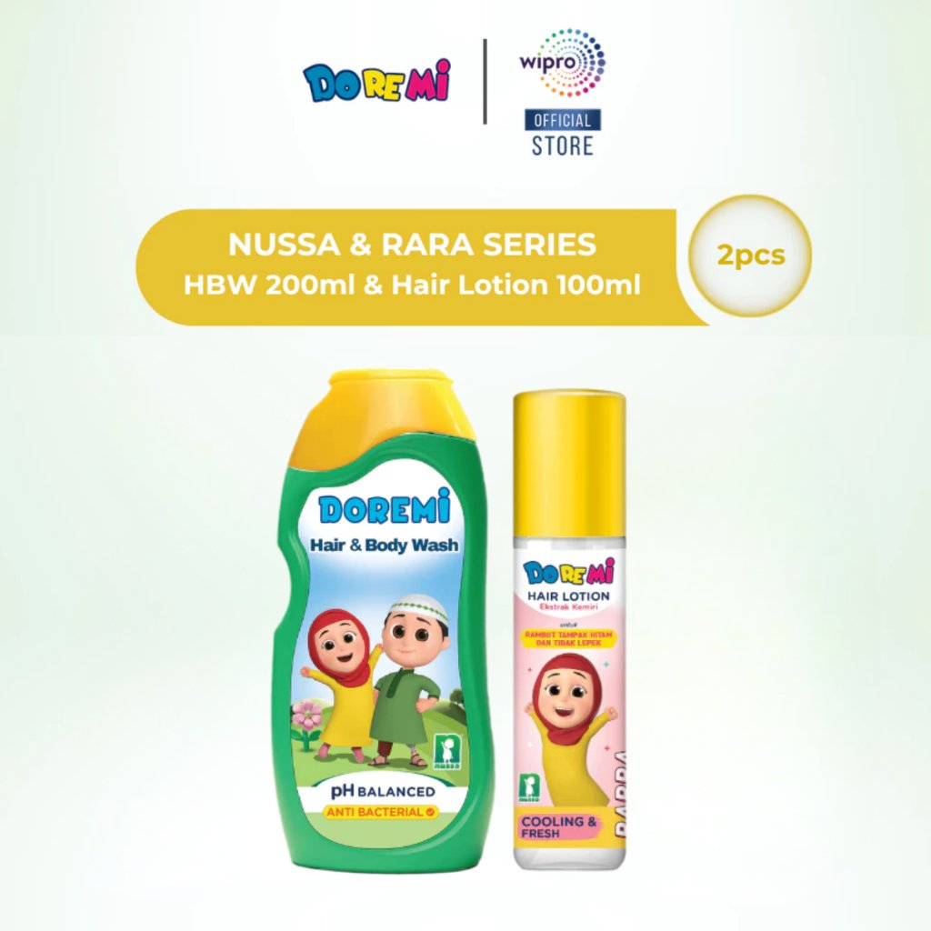 [Bundle] DOREMI - Nussa Hair & Body Wash Moisturizing 200ml + Hair Lotion Ekstrak Kemiri Cooling & F