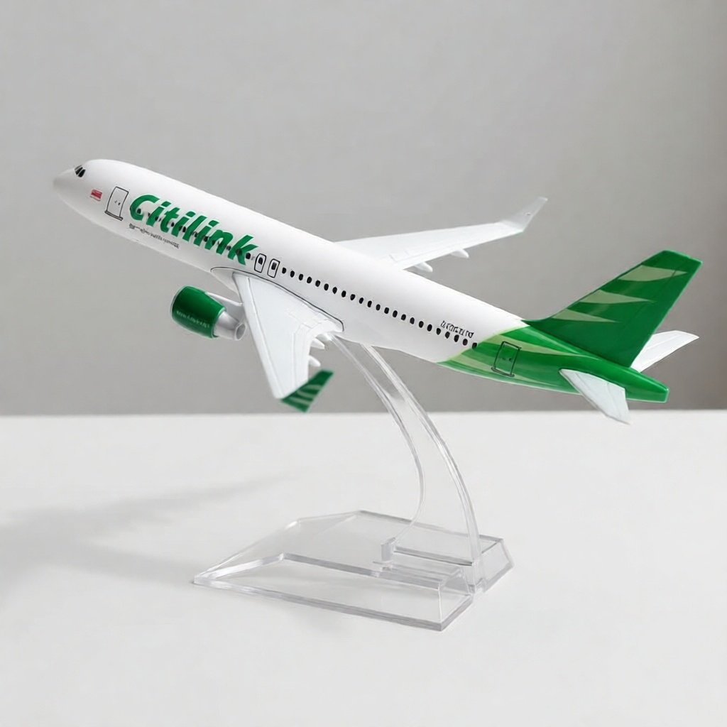 Miniatur Diecast Pesawat Citilink A320 panjang 16 cm bahan besi