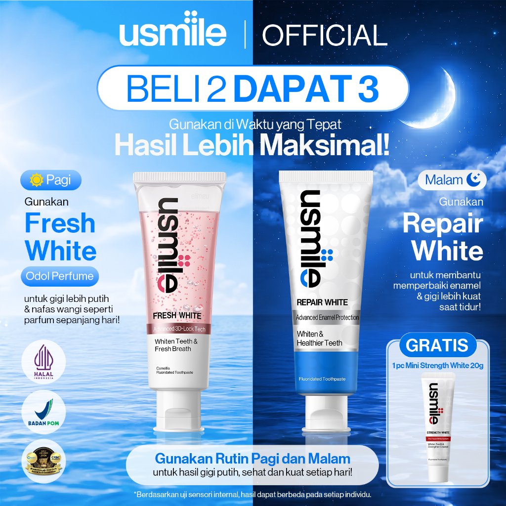 [Live Exclusive] BELI 2 DAPAT 3 usmile Pasta Gigi Fresh White 110gr (Varian Random) + Pasta Gigi Rep