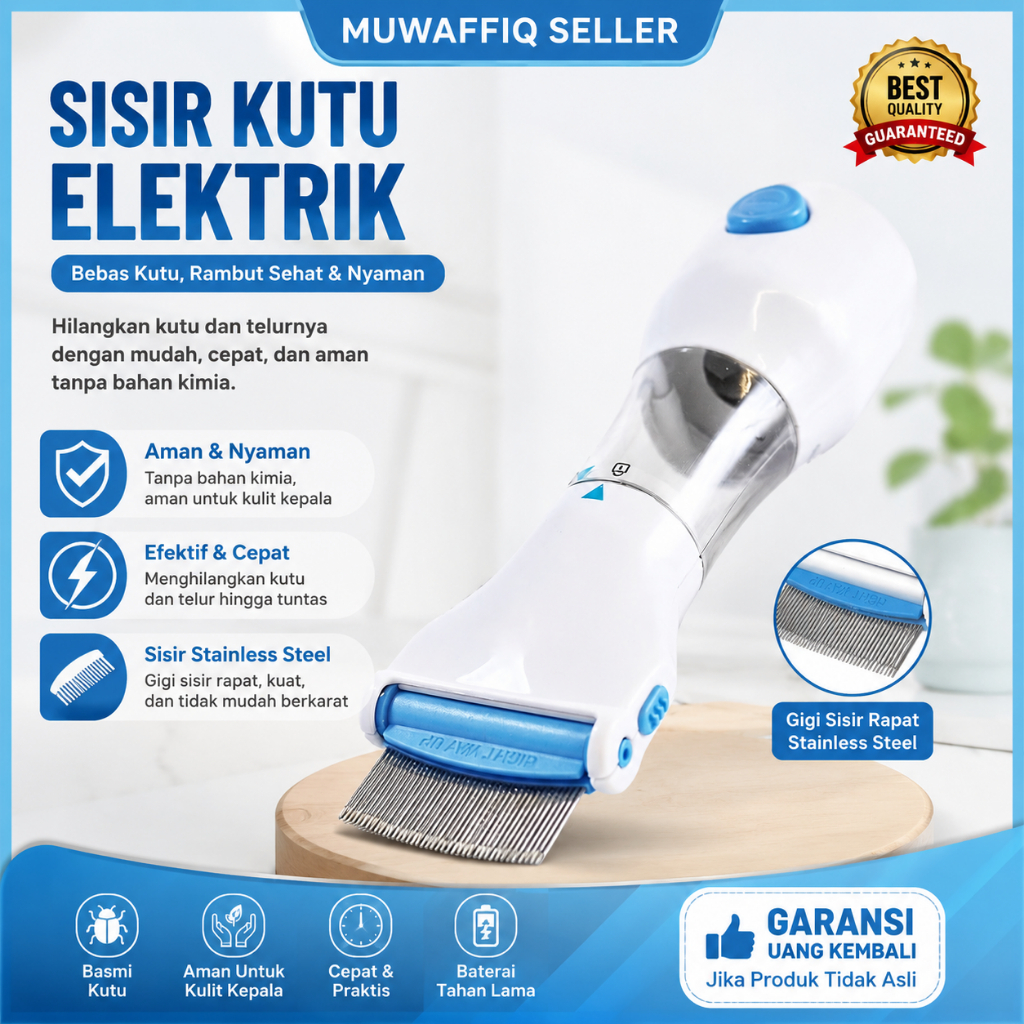 TERMURAHH ORIGINAL V-COMB SERIT PENGHILANG SISIR KUTU ELEKTRIK SERIT RAMBUT VACUM VAKUM VCOMB