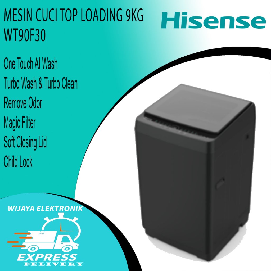 HISENSE WT90F30 MESIN CUCI TOP LOADING 9KG - WASHER HISENSE WT90F30 - WASHING MACHINE WT90F30