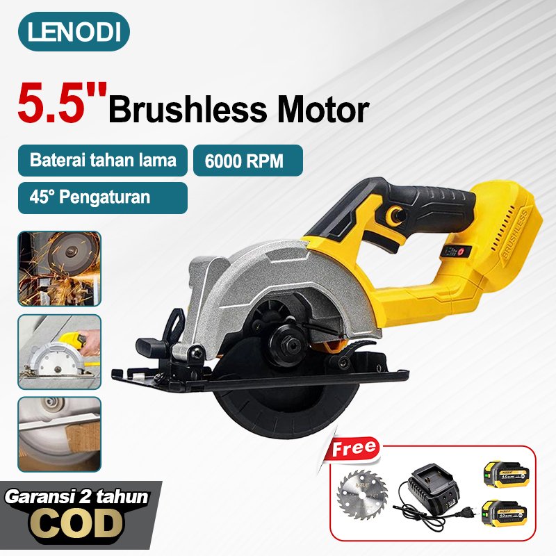 Mesin Gergaji Circular Cordless 5.5 Inci /Circular Saw Machine Brushless Cordless Circular Saw 5.5" 