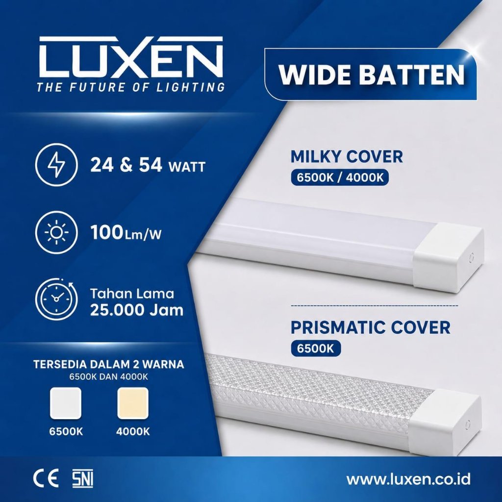 LAMPU T8 LED LUXEN INTEGRATED 24W 54W 24 WATT 54 WATT BOHLAM TL LUXEN LED MILKY PRISMATIC INTEGRATED