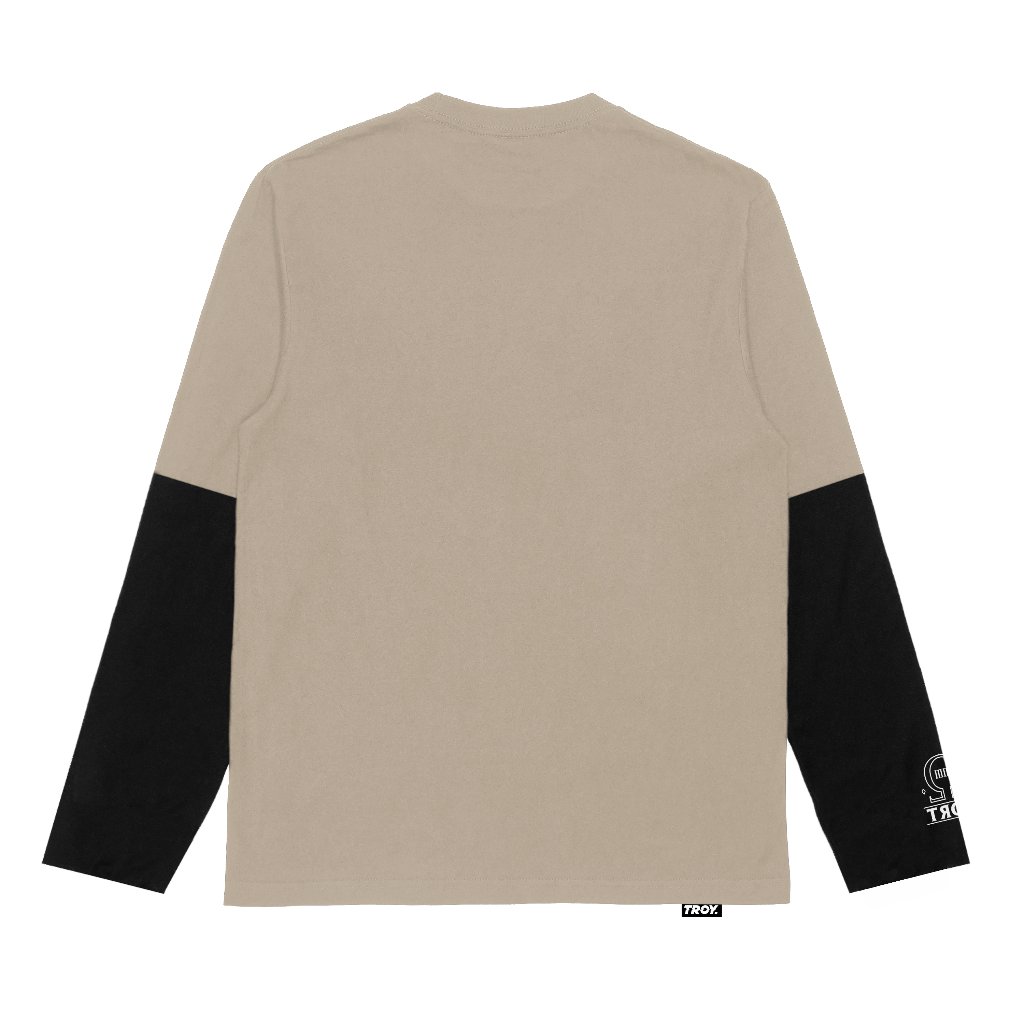 Troy Company Longsleeve Doublesleeve Beige Black Frame - Kaos Lengan Panjang Beige Hitam DSD 3696