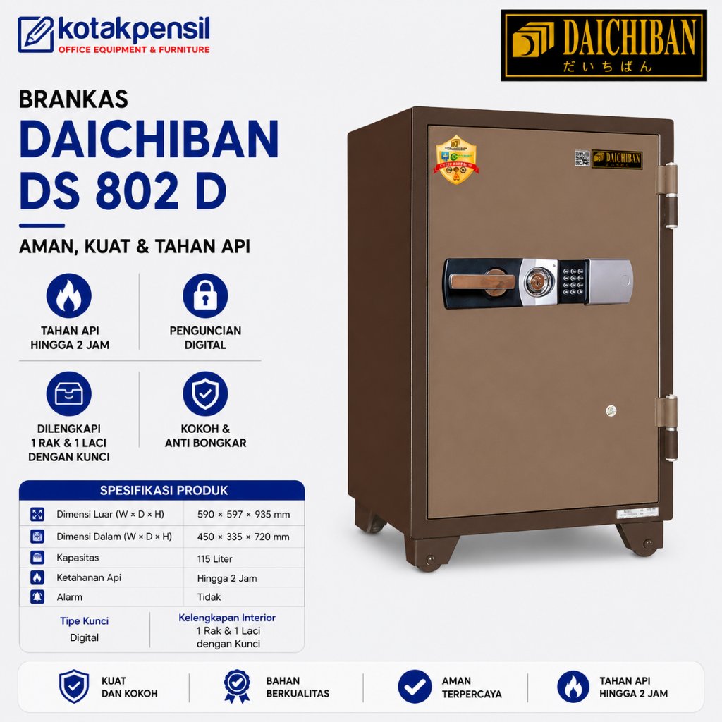 Brankas DAICHIBAN DS 802 D (Digital) Brankas Dokumen Tahan Api | Brankas Kantor | Brankas Besar | Br