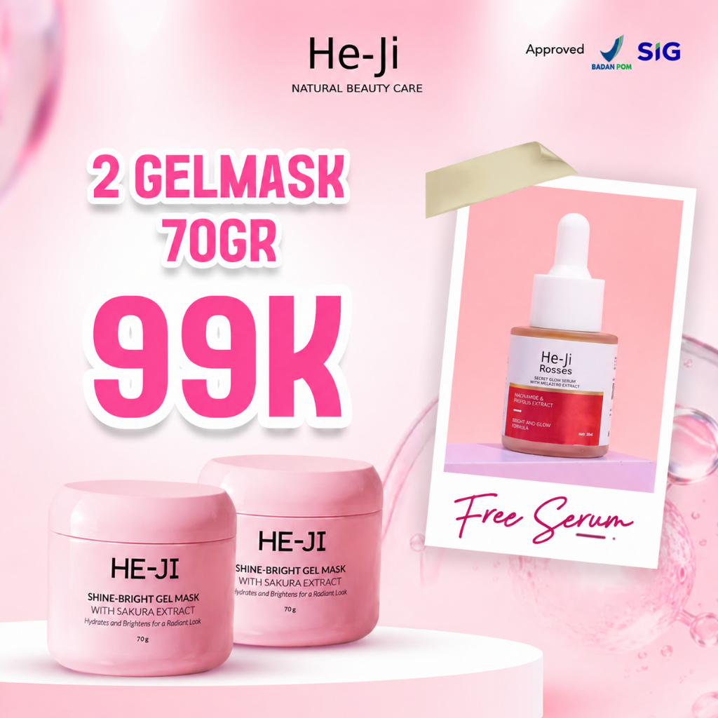 [HE-JI] PROMO 99K Gelmask with Sakura Extract NEW FORMULA 70gr FREE Rosses Secret Glow Serum I Mengh
