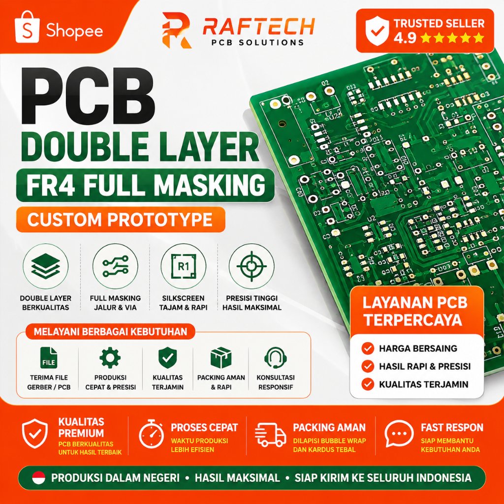 Jasa Cetak PCB Double Layer FR4 Full Masking Jalur Masking Silkscreen