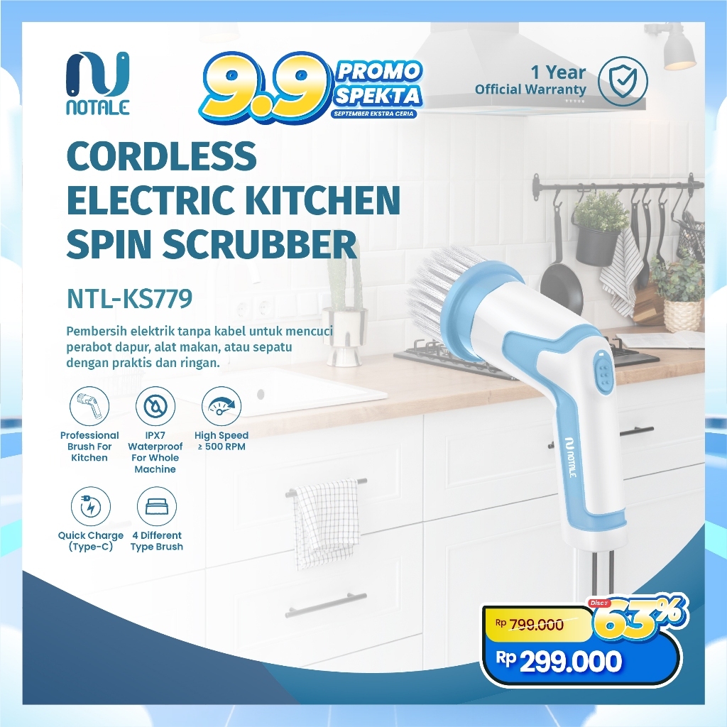 Notale Spin Scrubber Cordless Electric Kitchen Scrubber Cleaner