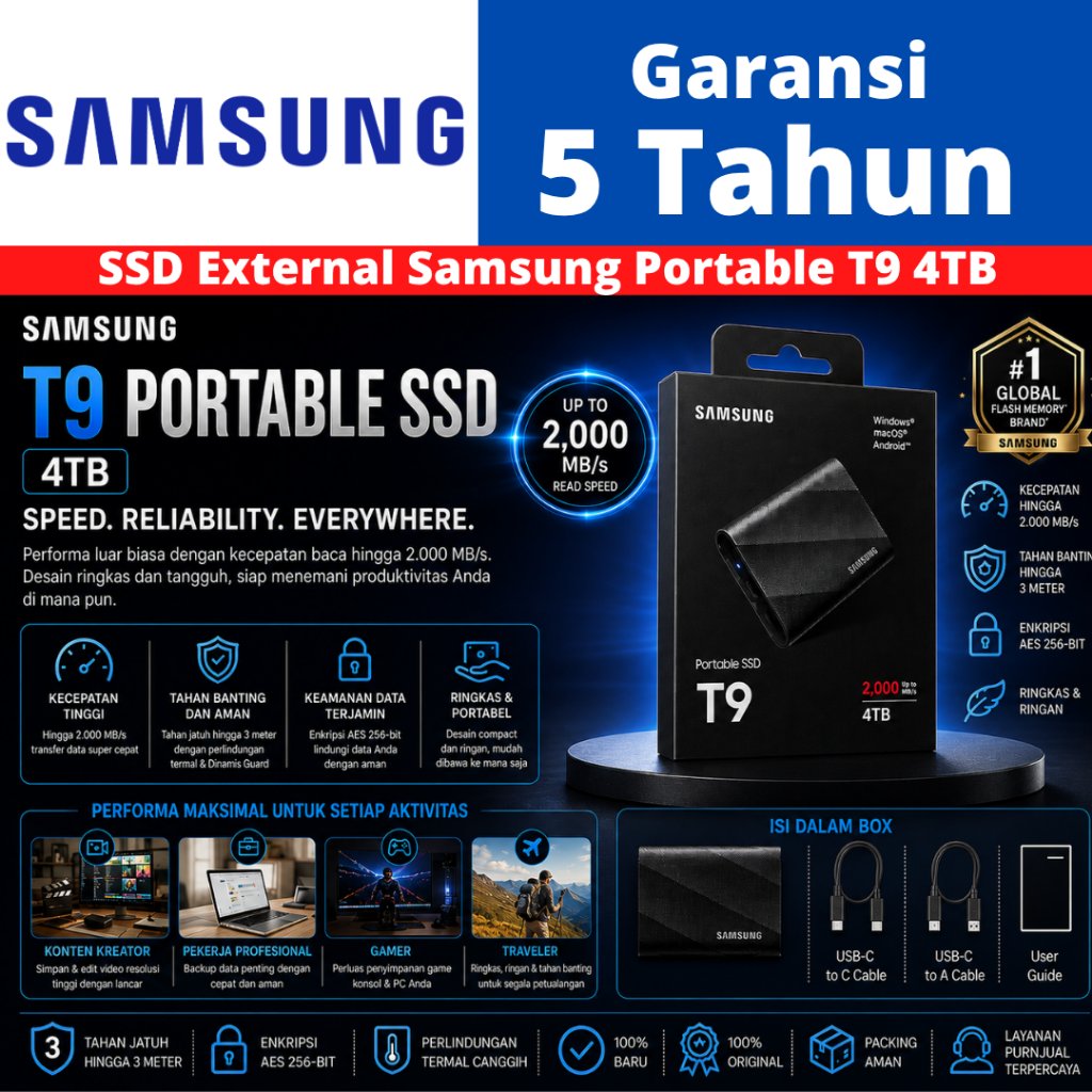 SSD External SSD Samsung T9 4TB 2TB 1TB SSD Portable