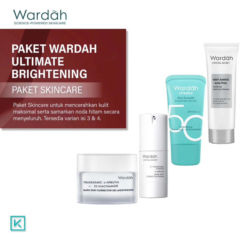 Paket Wardah Ultimate Brightening Series Skincare Lengkap Untuk Mencerahkan Wajah Kusam Crystal Secr