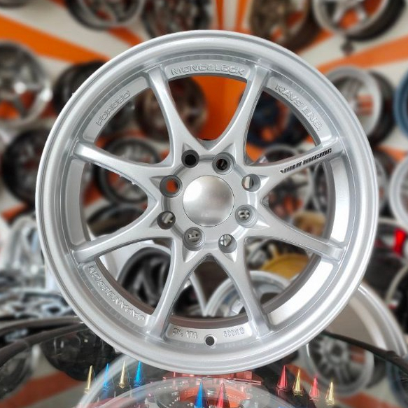velg racing mobil ce28 ring 15 lebar 6,5 et38 silver untuk brio agya calya mobilio jazz city yaris