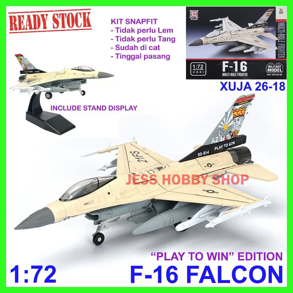 Model Kit XUJA 1/72 Pesawat F-16 Fighting Falcon F16 dan Lainnya Diecast Militer Mainan Anak