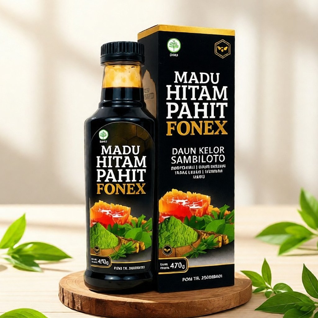 FONEX Madu Hitam Pahit Jamu Botol 470g Halal BPOM | Madu Hitam Fonex | Original