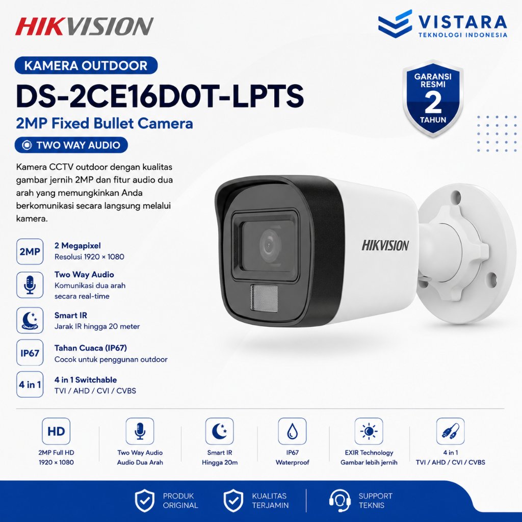 Analog kamera DS-2CE16D0T-LPTS - HIKVISION ANALOG 2MP, 2K, 3K TWO WAY AUDIO BULLET CAMERA