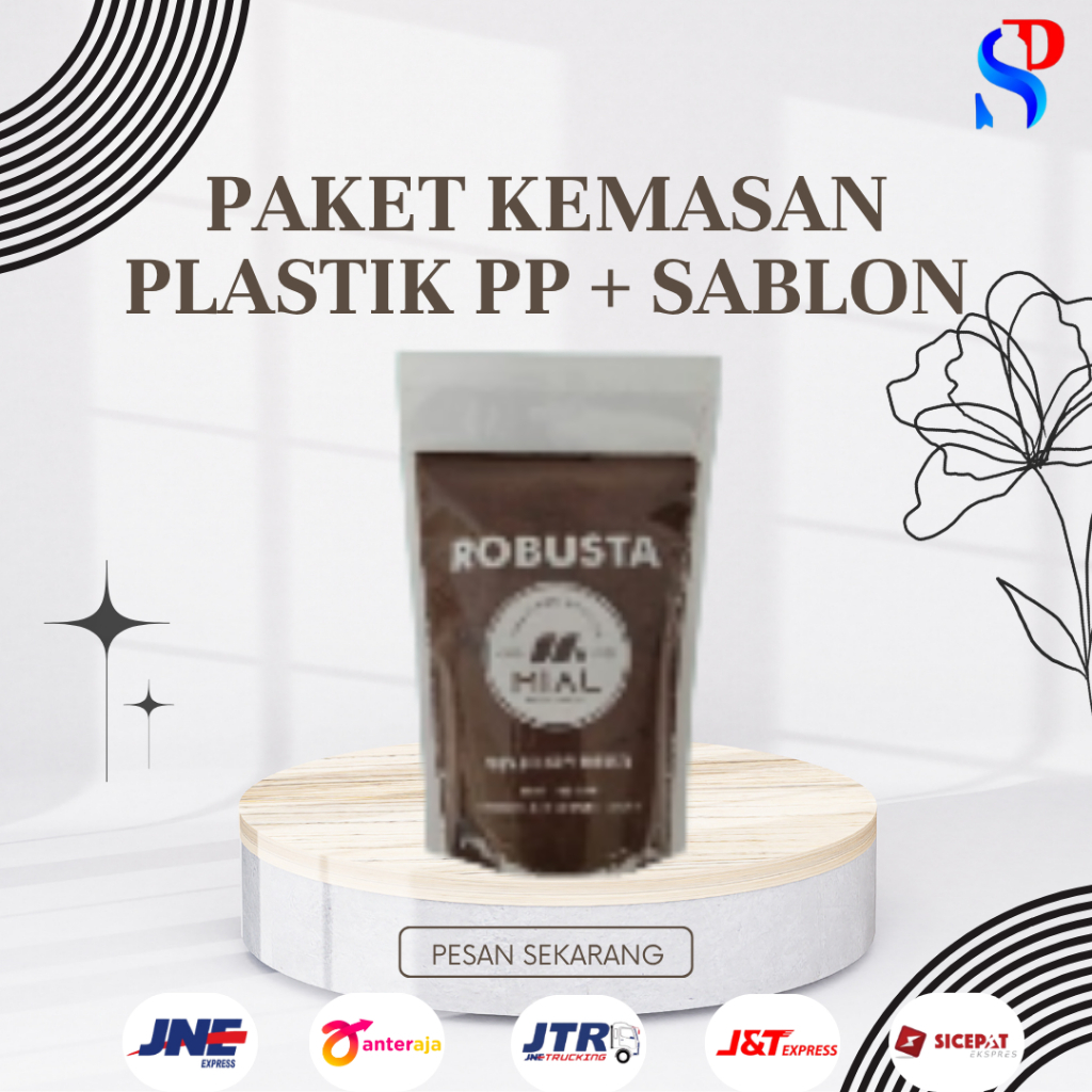 [100pcs] PAKET KEMASAN STANDING POUCH PLASTIK + SABLON MERK CUSTOM DESAIN / CUSTOM STANDING POUCH