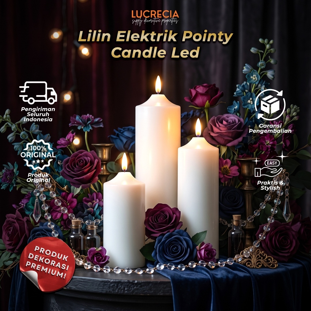 Lilin LED Elektrik Pointy Candle Led Dekorasi Lilin Palsu Pajangan Rumah Pesta Wedding Pernikahan LE