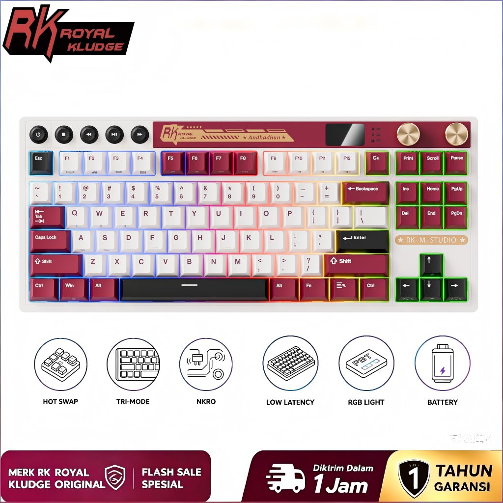 Royal Kludge RK M87 Famicom 87 Key Gaming Keyboard