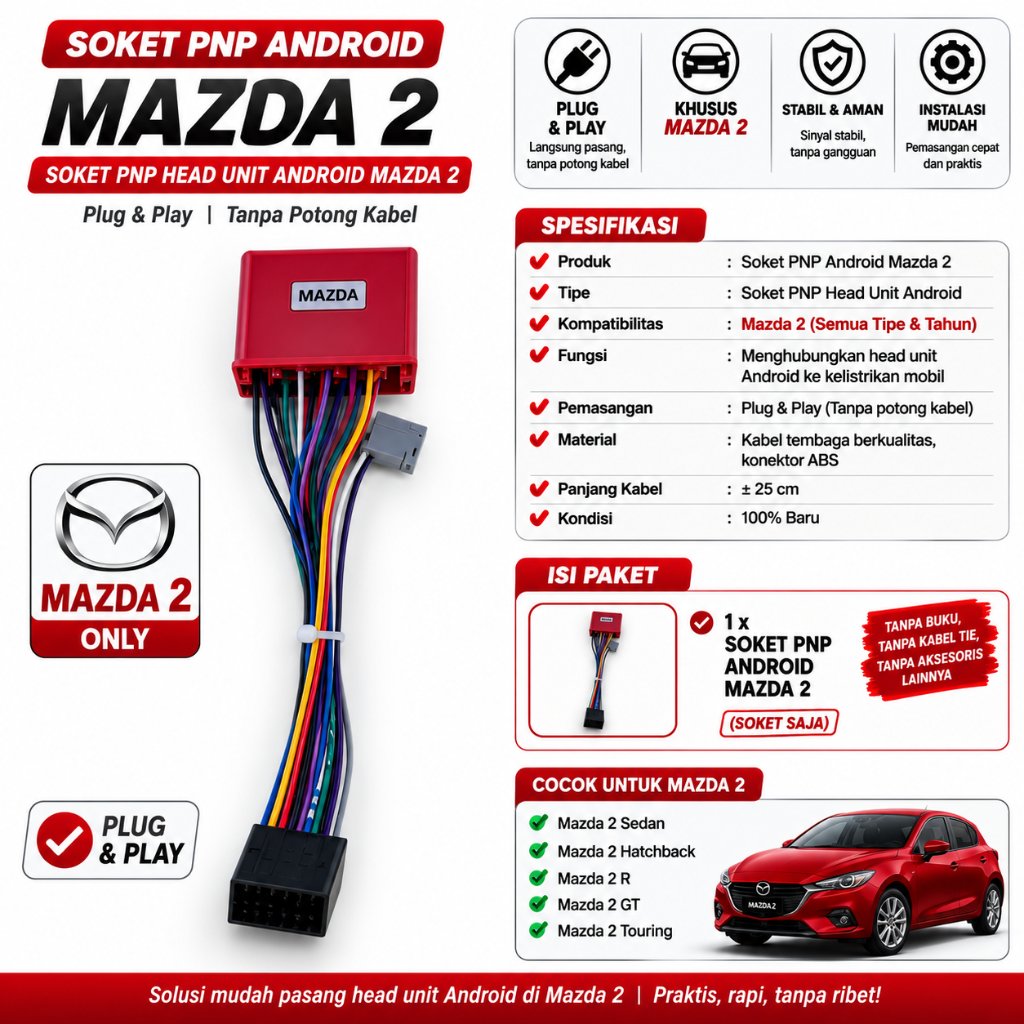 Socket pnp Mazda android soket pnp head unit android mazda 2