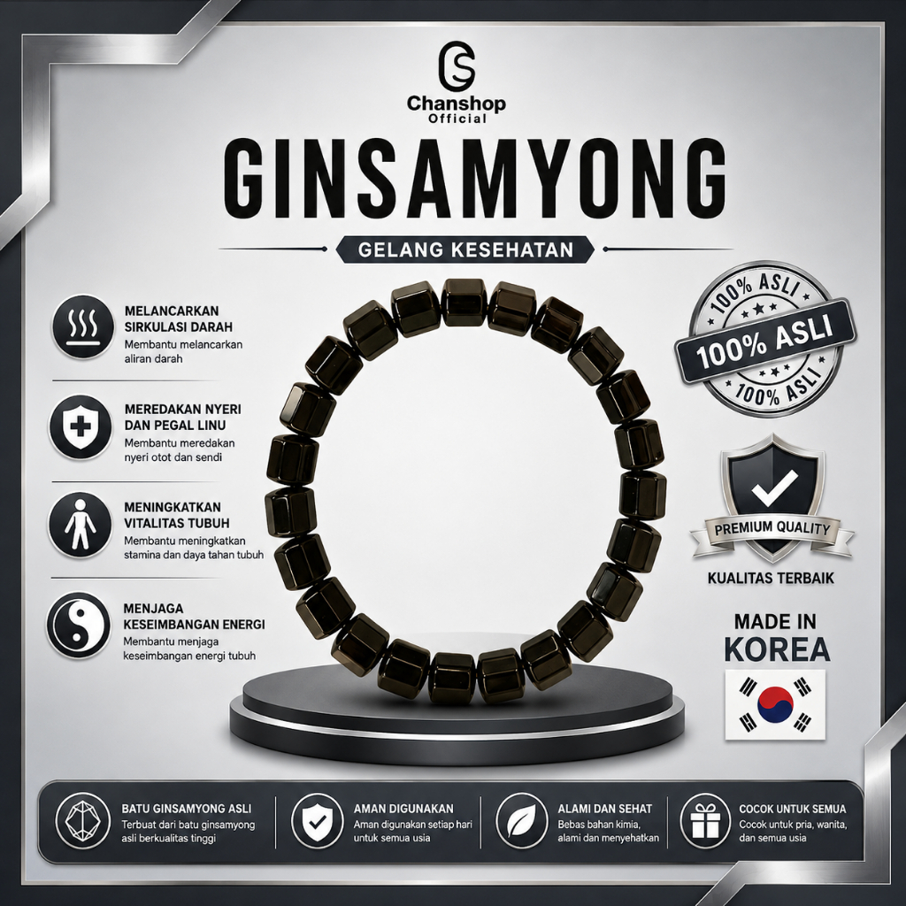 GINSAMYONG Gelang Kesehatan | Batu Kesehatan  Asli Korea Terapi Far Infrared made in Korea