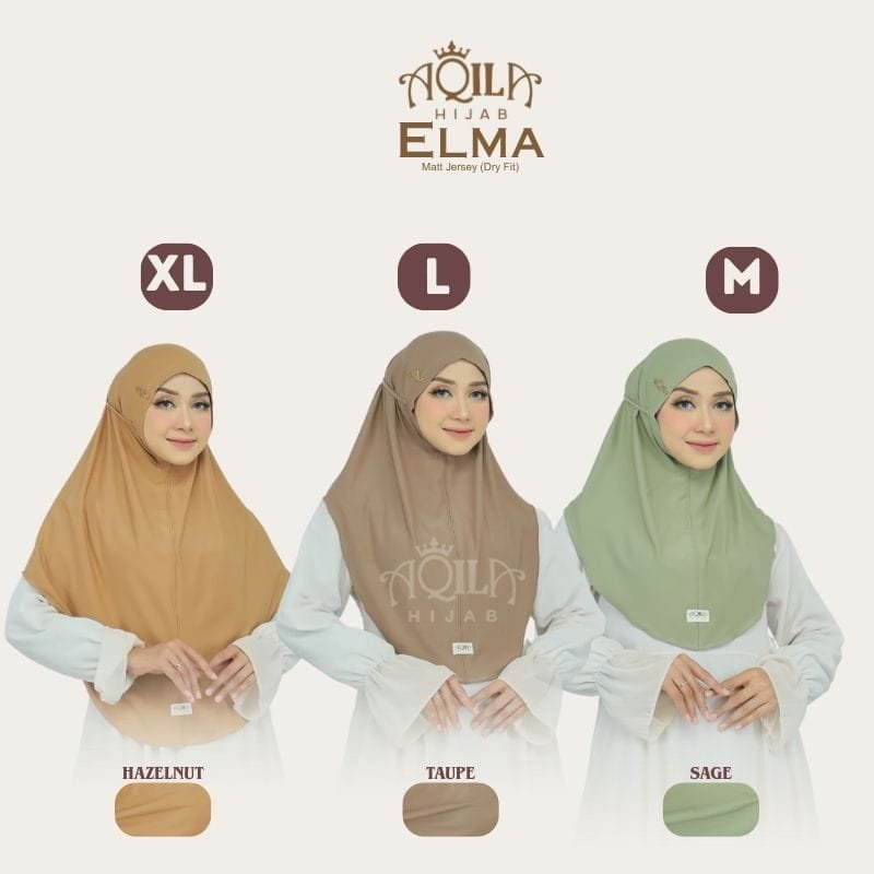 Elma Hijab Instan Syria Tali Stopper / Bergo Instan Jersey Syria Tali By Aqila Hijab