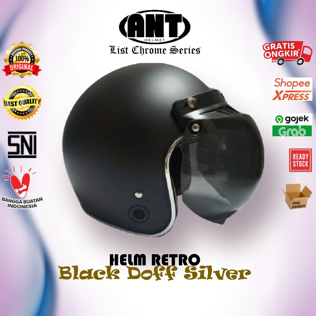 Helm Bogo / Helm Retro / Helm List Chrome ANT Black (Silver / Gold) L