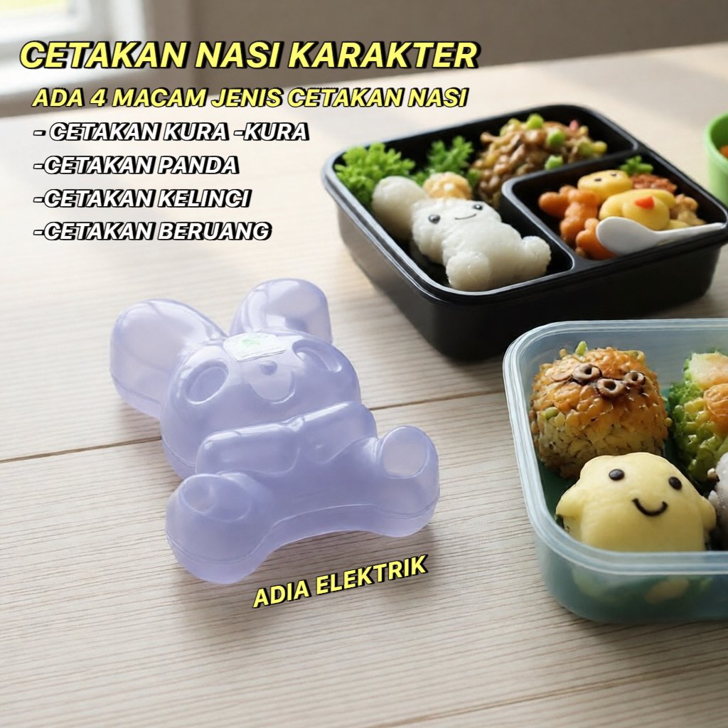 Cetakan Nasi Bento Karakter Kelinci, Panda, Kura / Cetakan Ager / Jelly / Puding