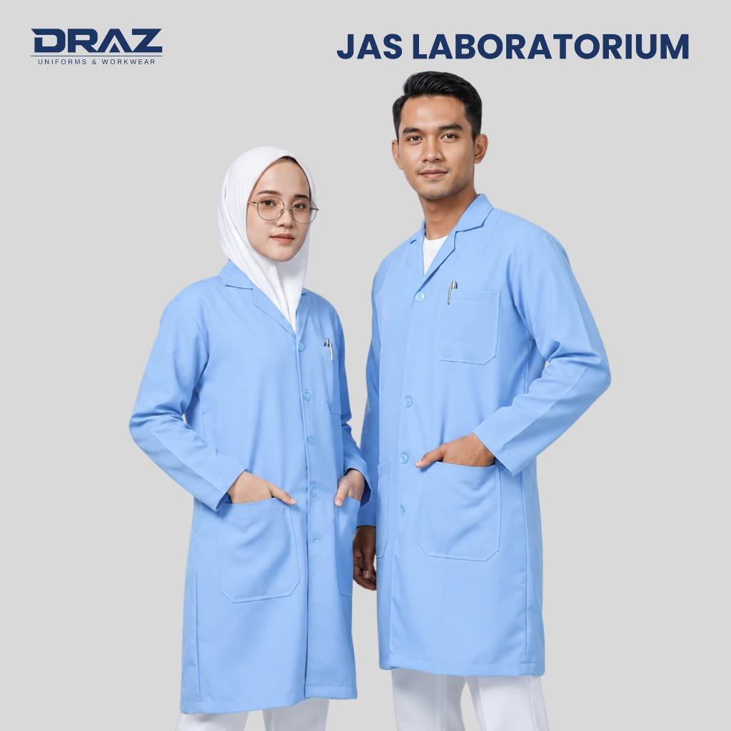 TOKODRAZ - Jas Lab, Jas Laboratorium Biru Muda Lengan Panjang Biru Muda Pria Wanita, Jas Laboratoriu