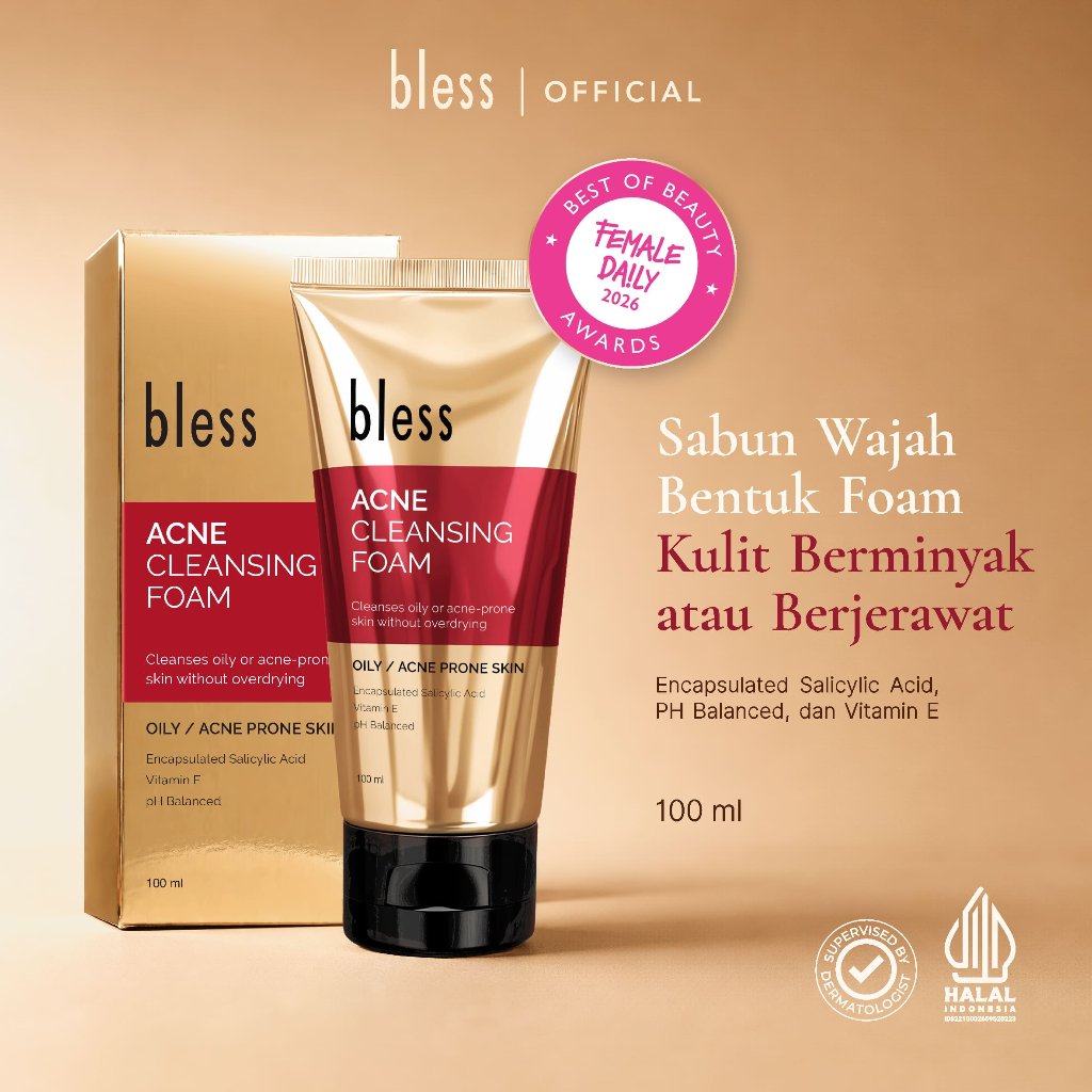 Bless Acne Cleansing Foam - 100ml - Sabun Wajah Kulit Berjerawat atau Berminyak | Encapsulated Salic