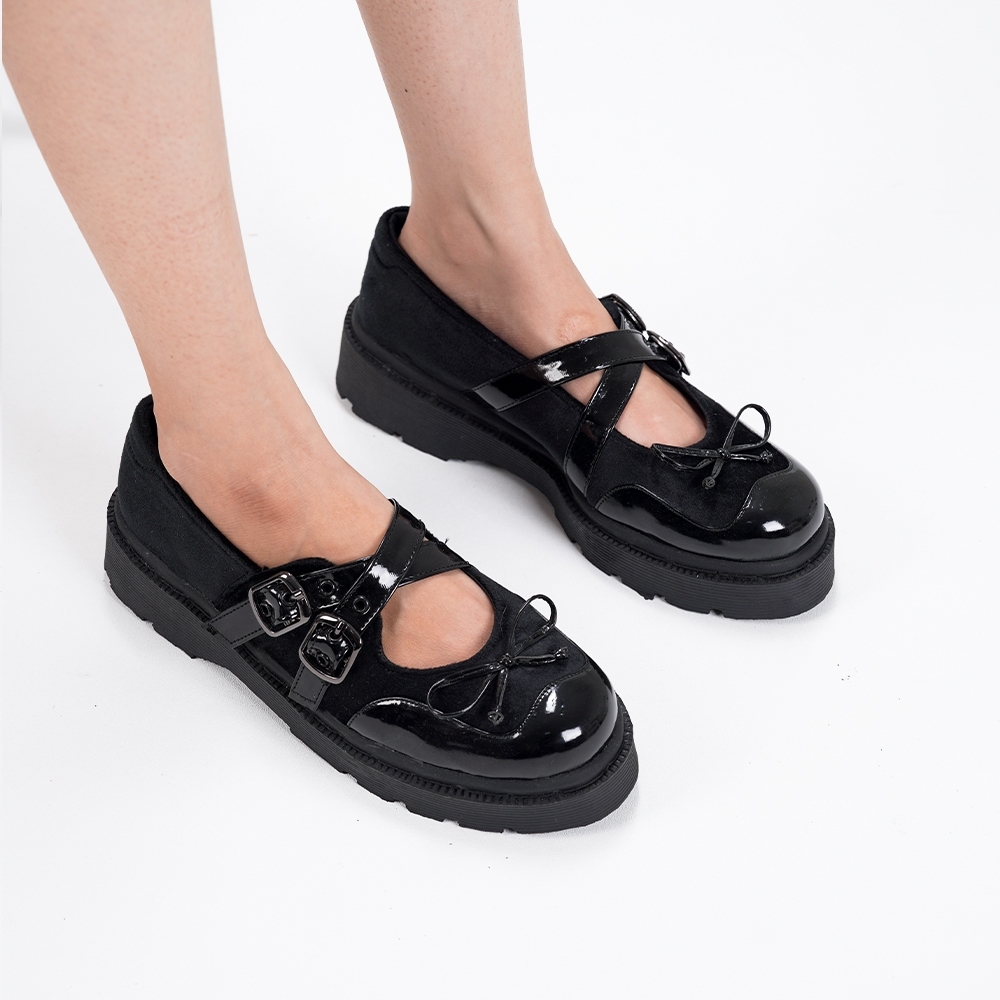 CEKHAS - Jisoo Black Platform Loafers Shoes Wanita GIRL CRUSH Collection
