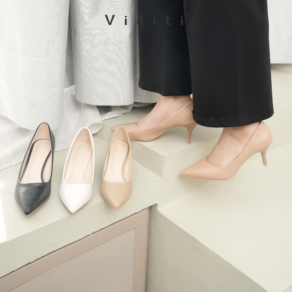 Viditi Grace Croco Heels 6 cm / Sepatu Import Wanita / Tumit / Wedding