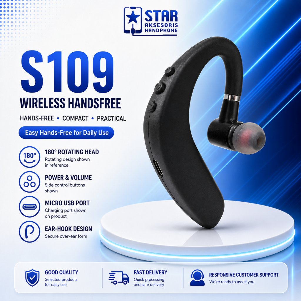 STAR S109 Handsfree Headset Bluetooth S109 Wireless Handsfree S109 Earphone Bluetooth S109