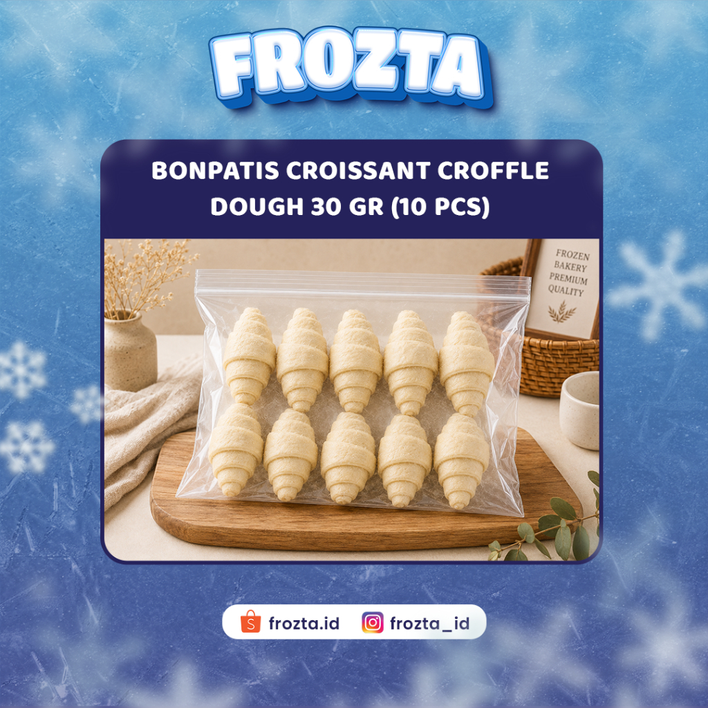 Frozen Food Bonpatis Croissant Croffle Dough Plain 30 GR (isi 10 PCS) – Adonan Croffle Frozen Siap P