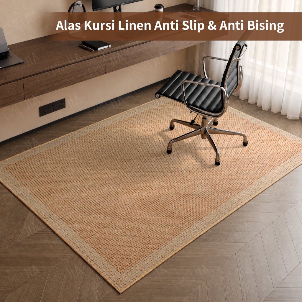 Karpet Alas Kursi Kantor Linen Anti Slip Pelindung Lantai Anti Gores Peredam Suara Karpet Kamar Tidu