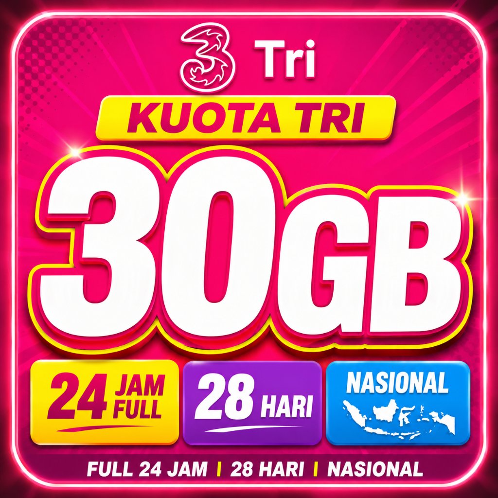 Tri 30GB 28 Hari Full 24 Jam Nasional | Kuota Internet Tri 30GB All Jaringan