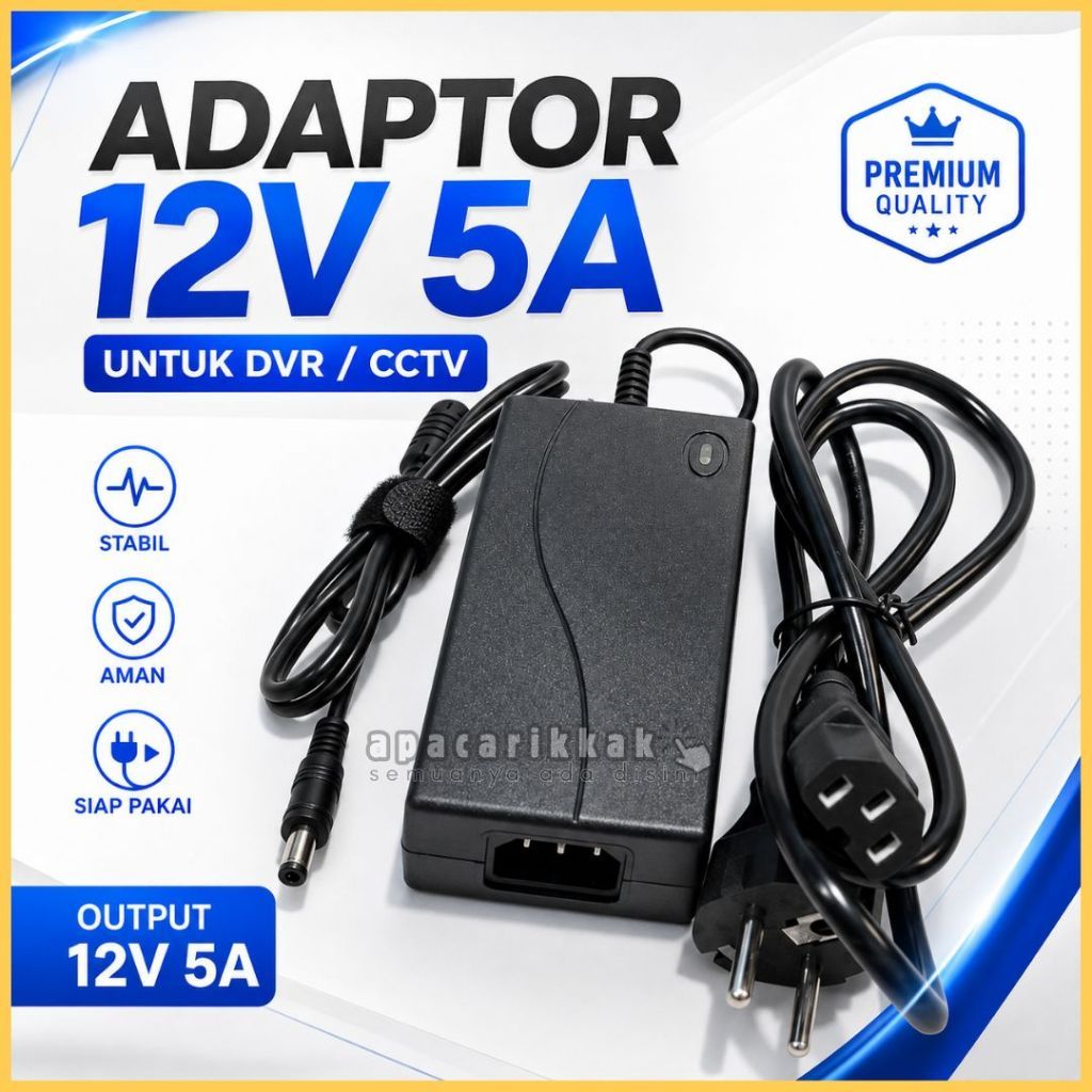Adaptor Sony Adaptor 12Volt 5Amper untuk Switching/DVR/CCTV 12v 5a