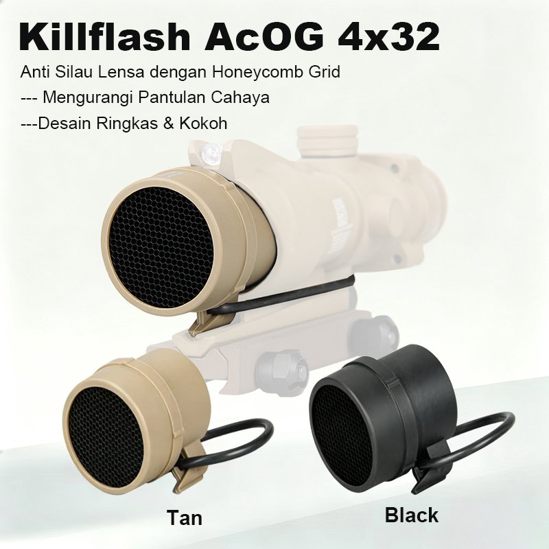 Tutup Lensa Honeycomb Killflash ACOG 4x32 Anti Pantulan dengan Tali Pengaman