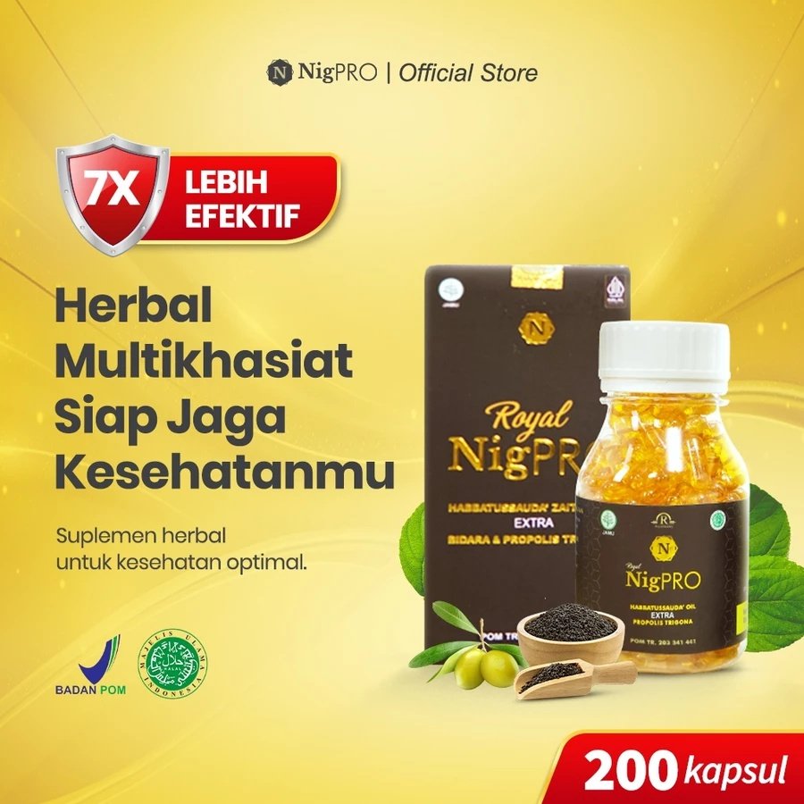 ROYAL NigPRO Habbatussauda Oil Extra Propolis Trigona Isi 200 Kapsul | NO BOX