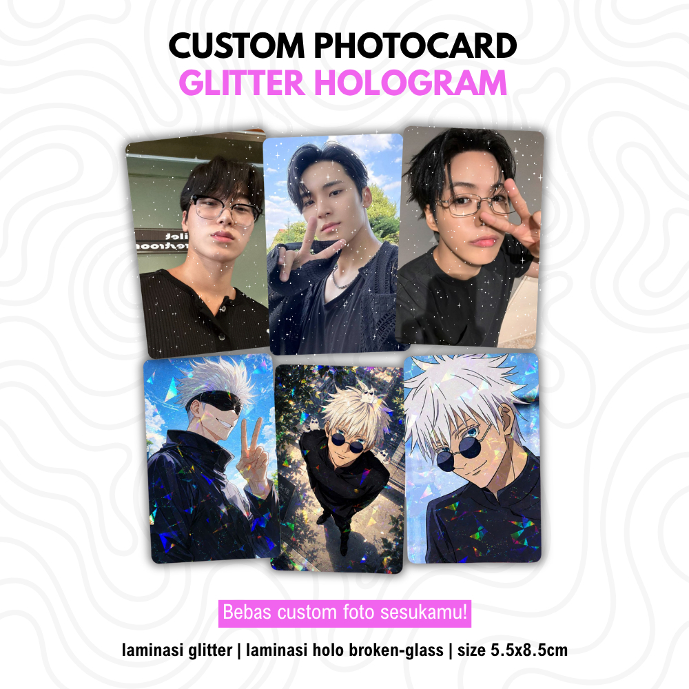 Custom Photocard Glitter Hologram Cetak Foto