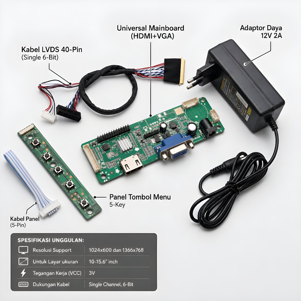 Paket Controller Board LCD Laptop 40-Pin Universal Monitor Kit HDMI VGA